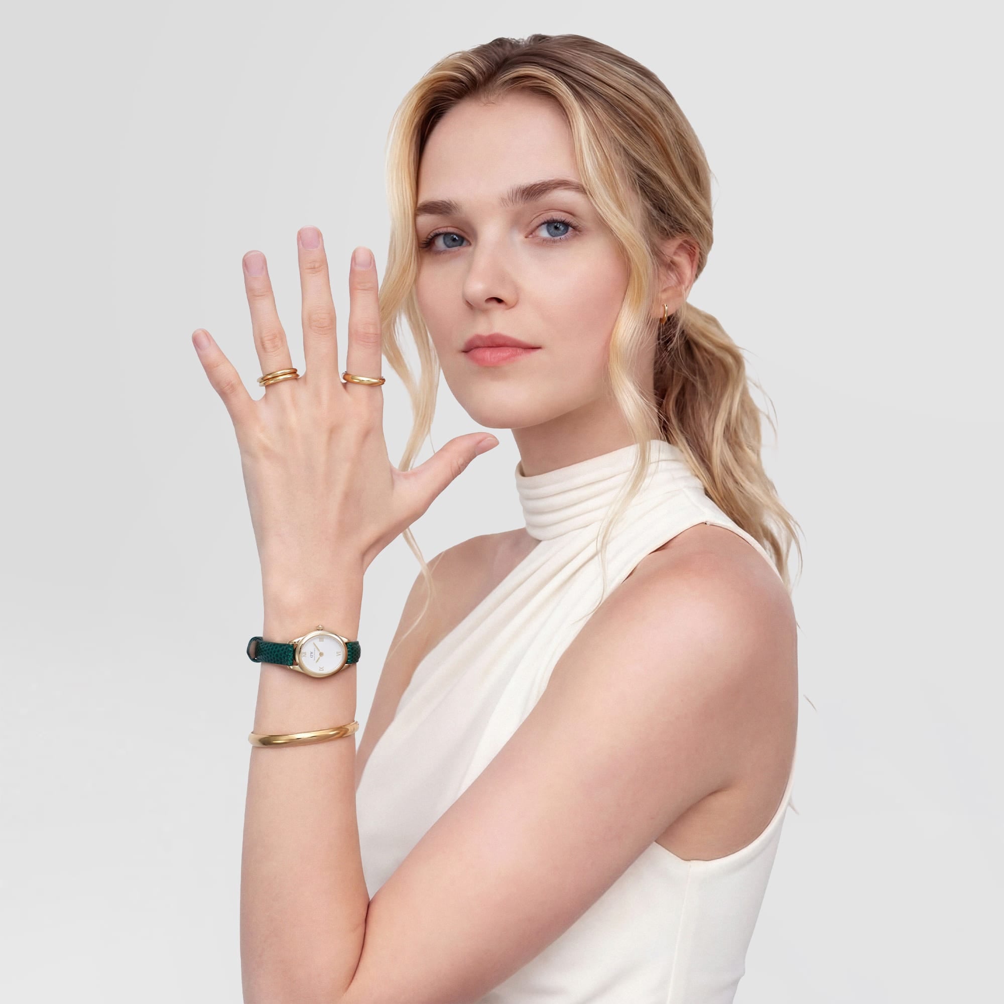 Daniel Wellington Ophelia Mini Green Lizard White Guilloché Gold