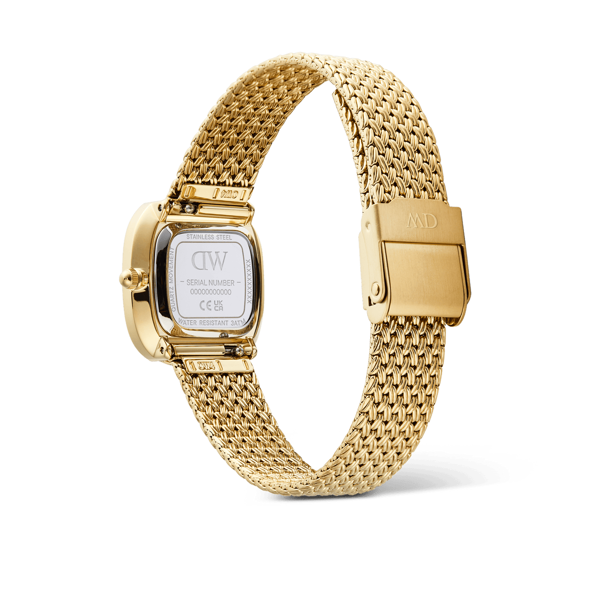 Daniel Wellington Margot Braided Mesh Emerald Gold DW00100967 women's watch with green sunray dial and gold mesh strap