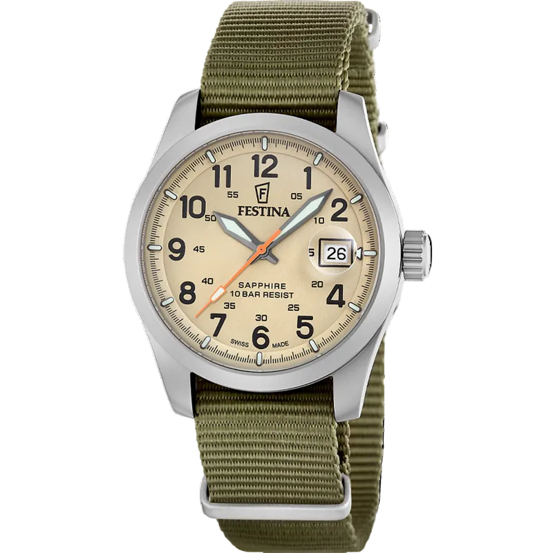 Festina Swiss Made Field Compact with Green Nato Strap Men's Watch F20082/1