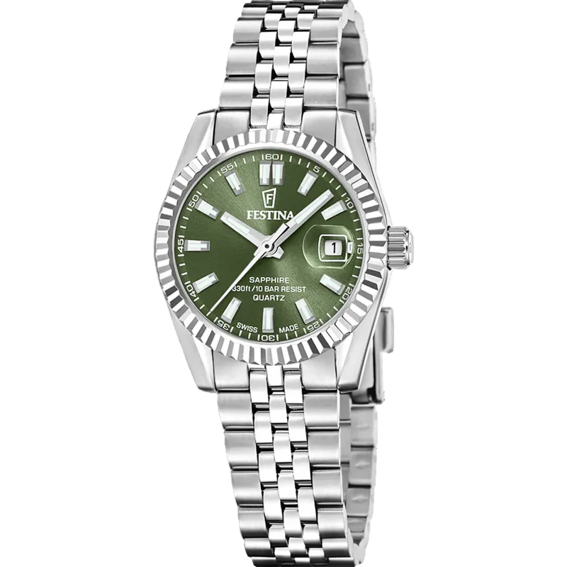 Festina Swiss Made Classic Green Dial Stainless Steel Women’s Watch F20087/5