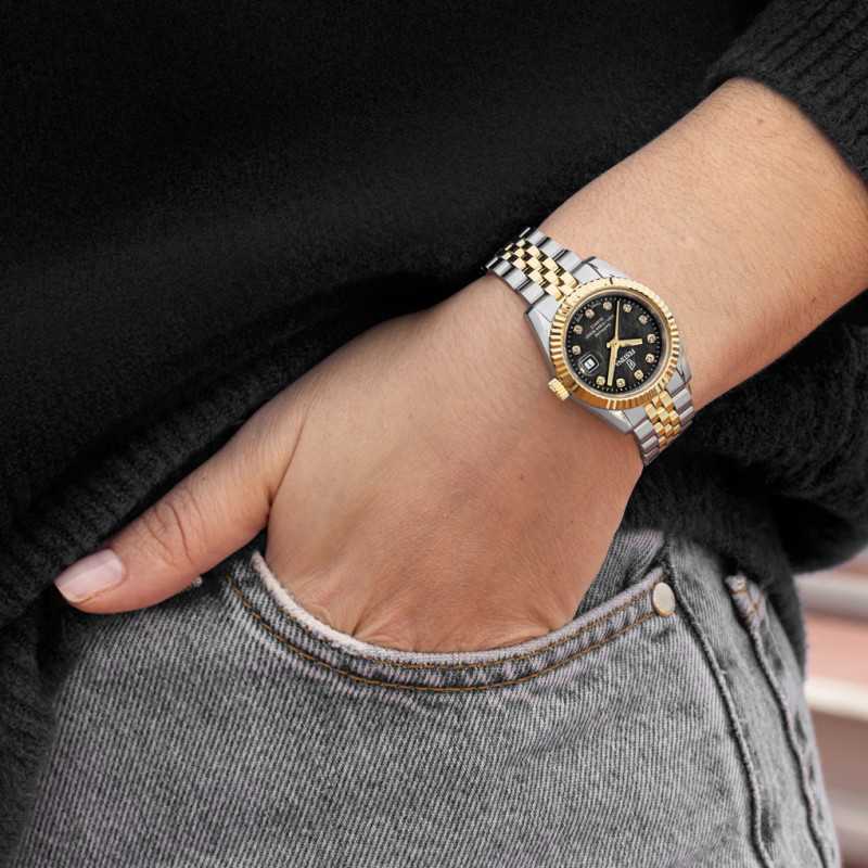 Festina Swiss Made Classic Black Dial Two Tone Stainless Steel Women’s Watch F20088/5
