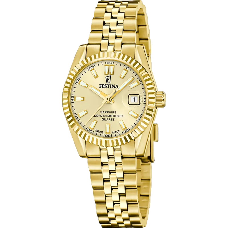 Festina Swiss Made Classic Gold Dial Stainless Steel Women’s Watch F20089/2