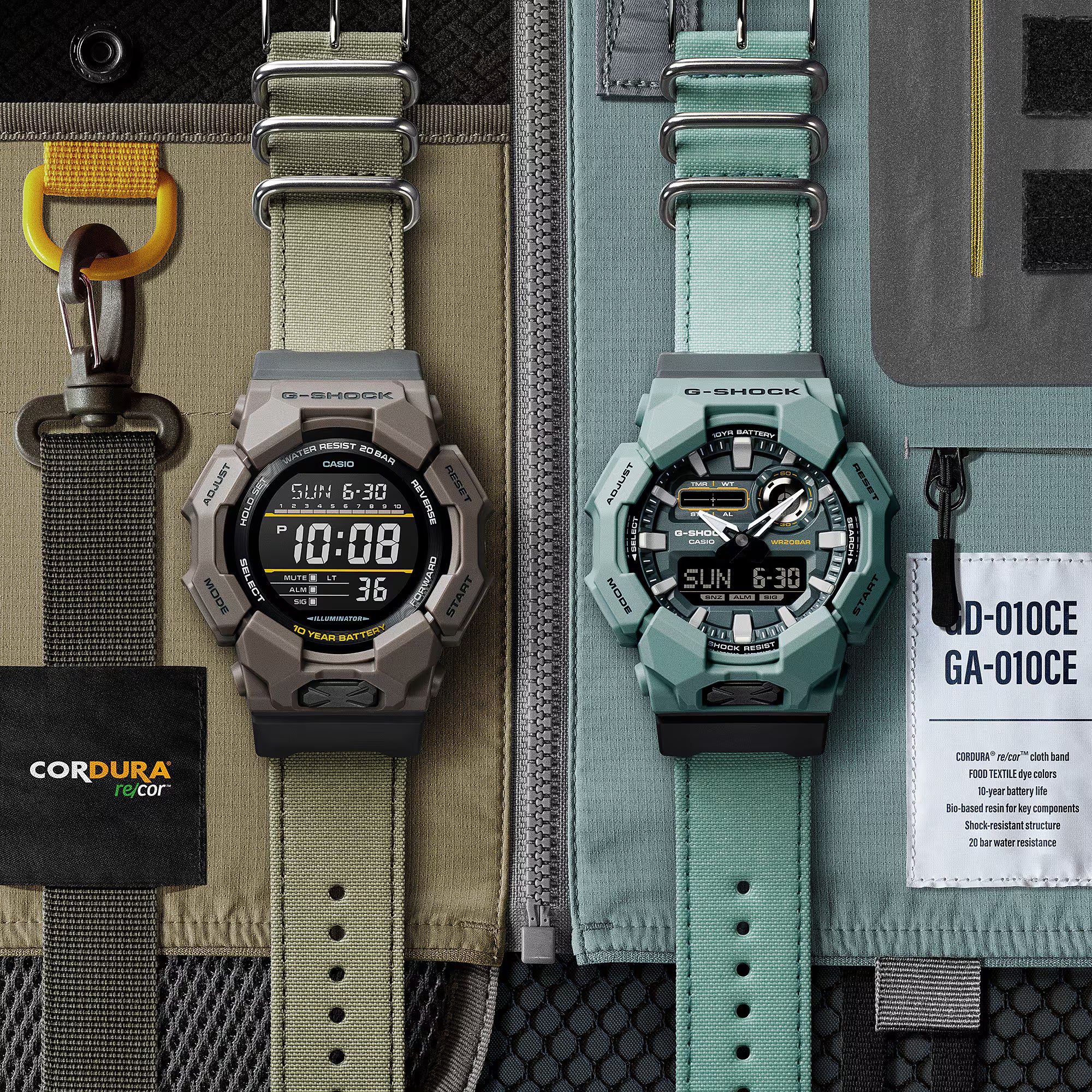G-Shock Analog Digital Green Nylon Band Watch GA010CE-2A