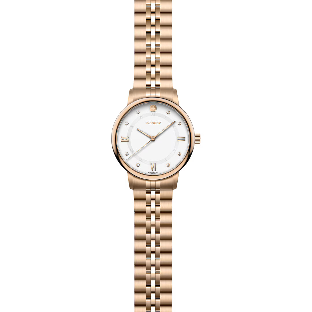 Wenger Urban Donnissima White Dial Rose Gold Stainless Steel Women's Watch 60.1721.119