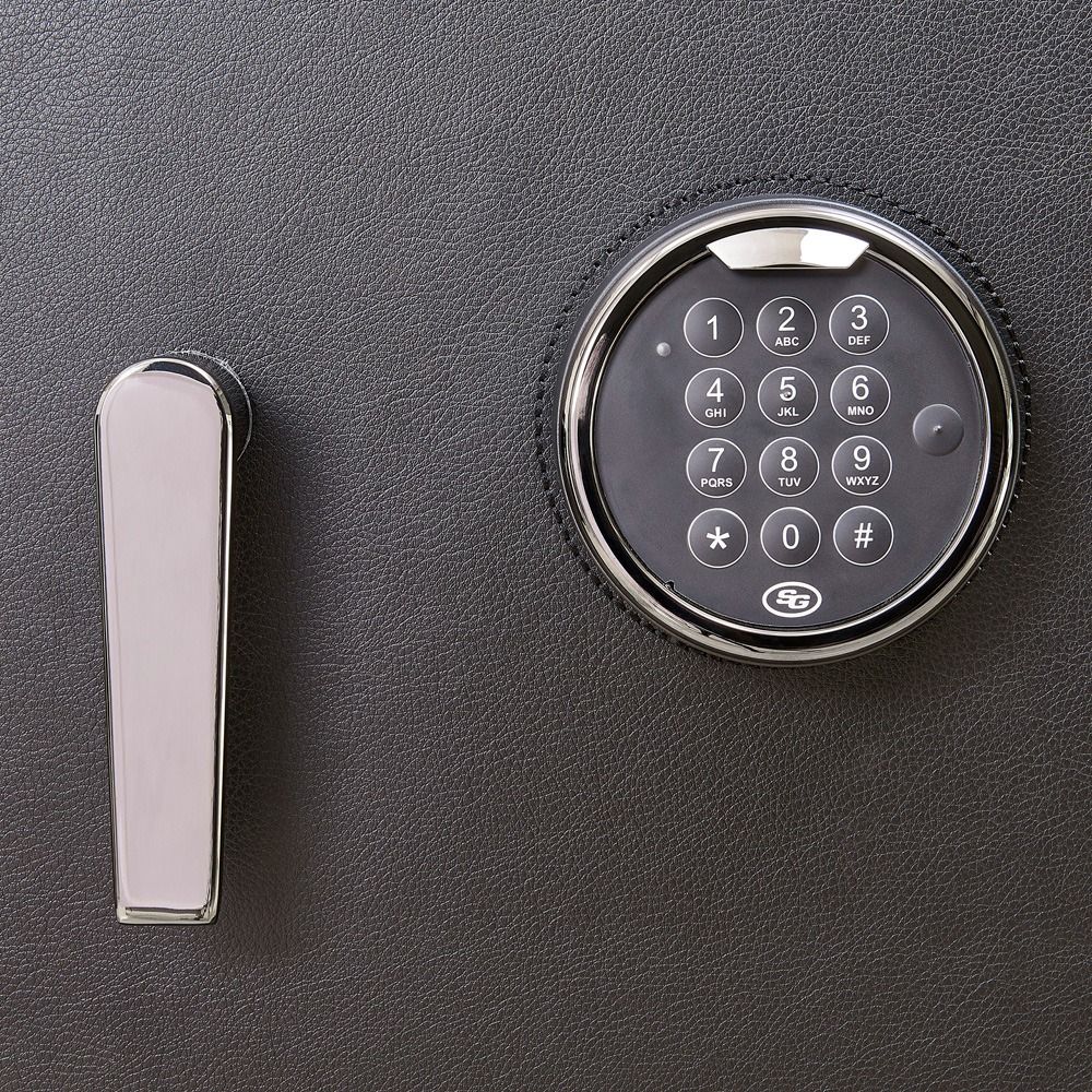 WOLF Athos Watch and Jewellery Safe in Black, door handle and digital keypad