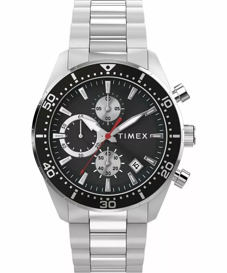 Timex Trend Ridgefield Chronograph Black Dial Stainless Steel Band Men's Watch TW2Y56900