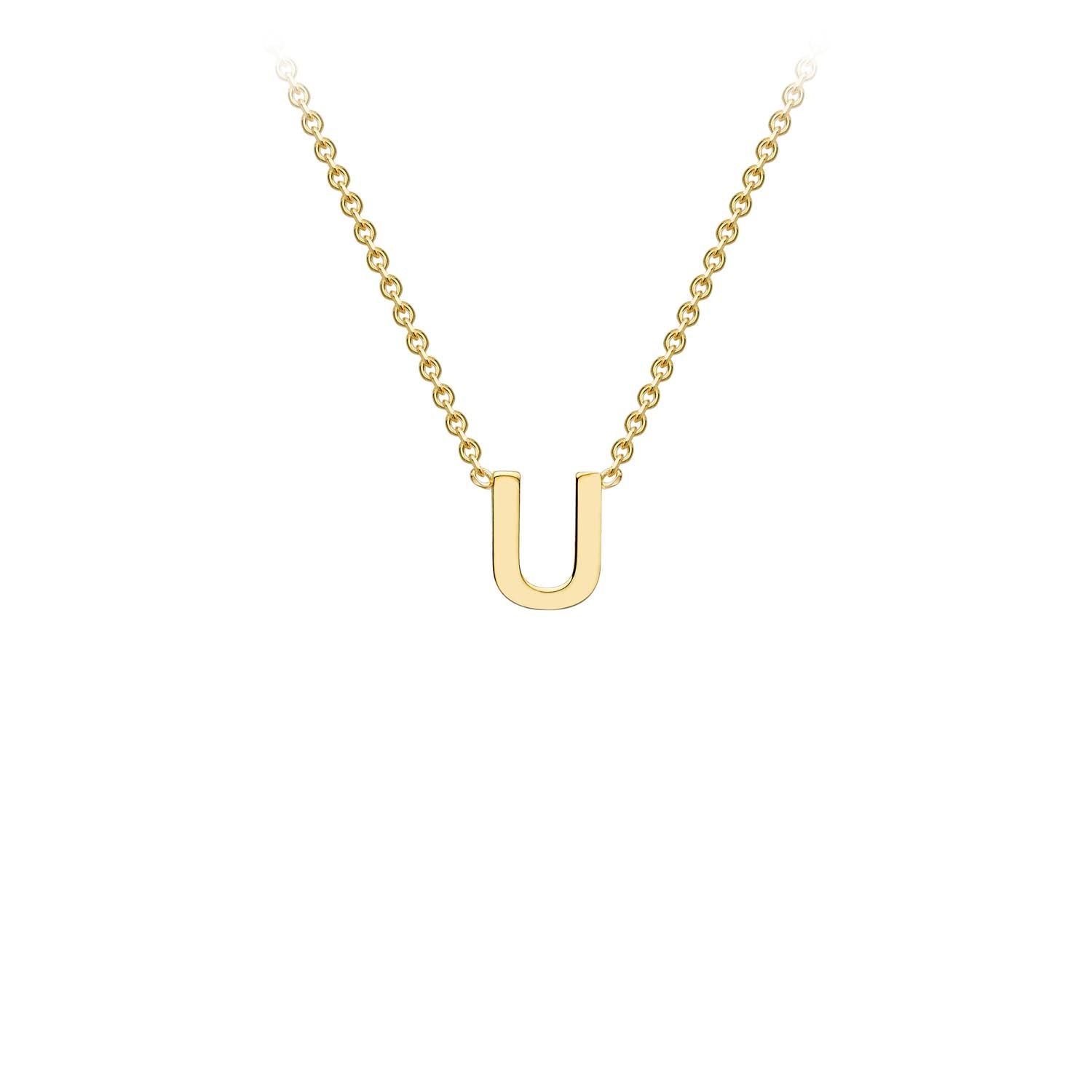 9K Yellow Gold Letter Initial Adjustable Necklace 38cm+5cm