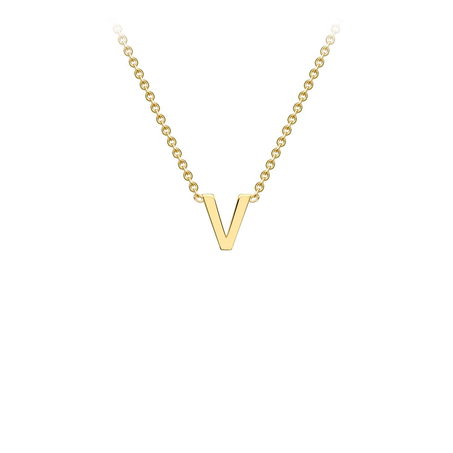 9K Yellow Gold Letter Initial Adjustable Necklace 38cm+5cm