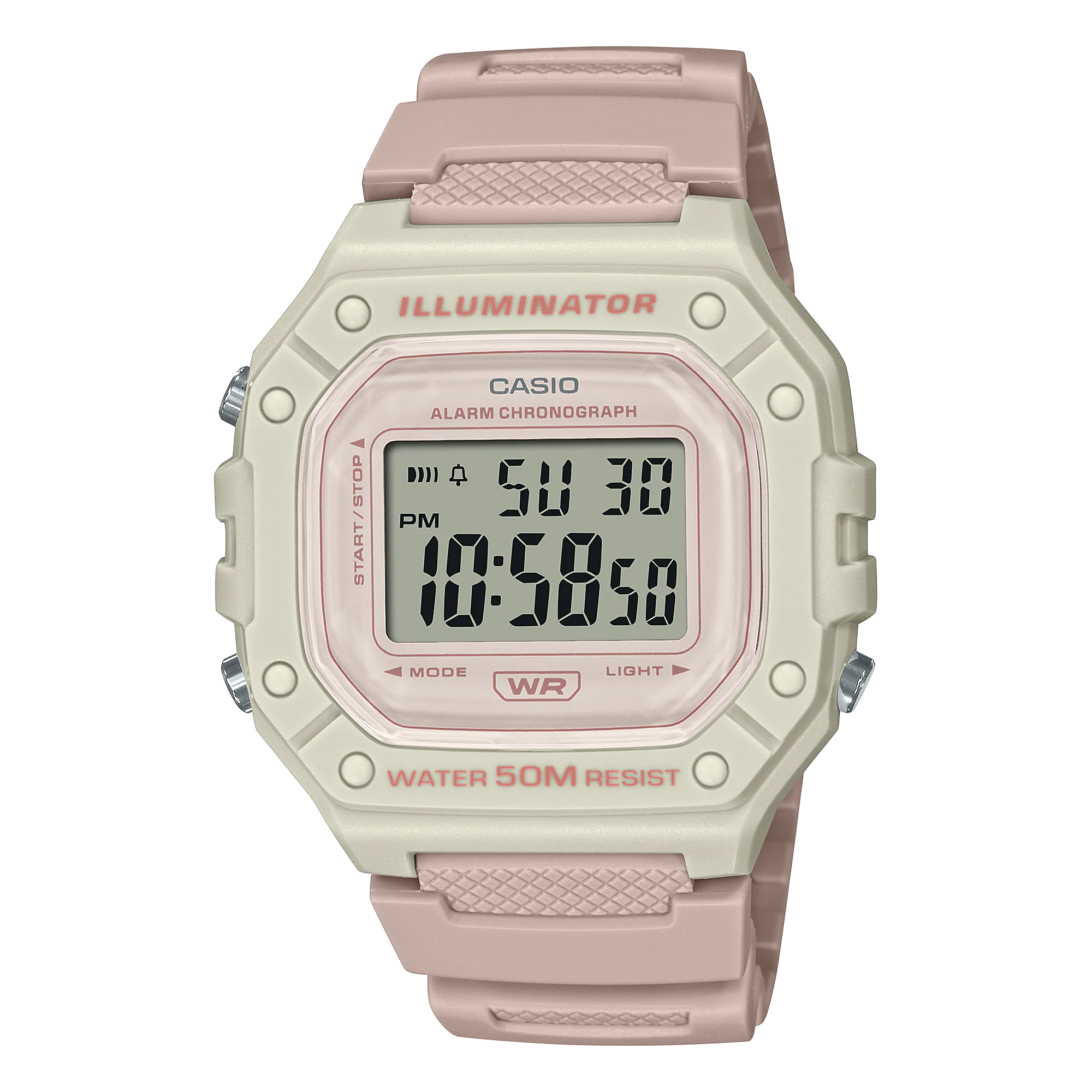 Casio Digital Pale Pink Resin Band Watch W218HC-4A2