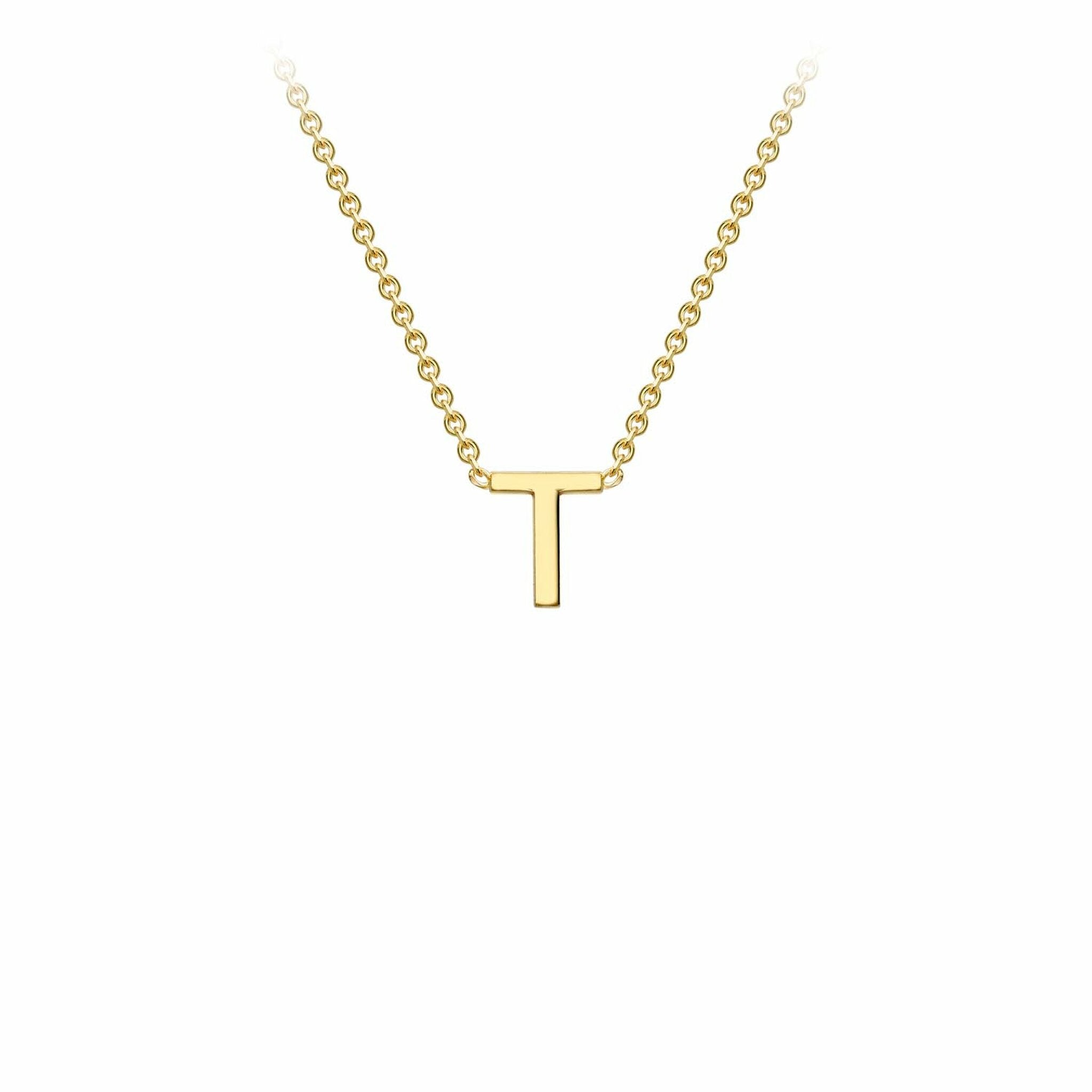 9K Yellow Gold Letter Initial Adjustable Necklace 38cm+5cm