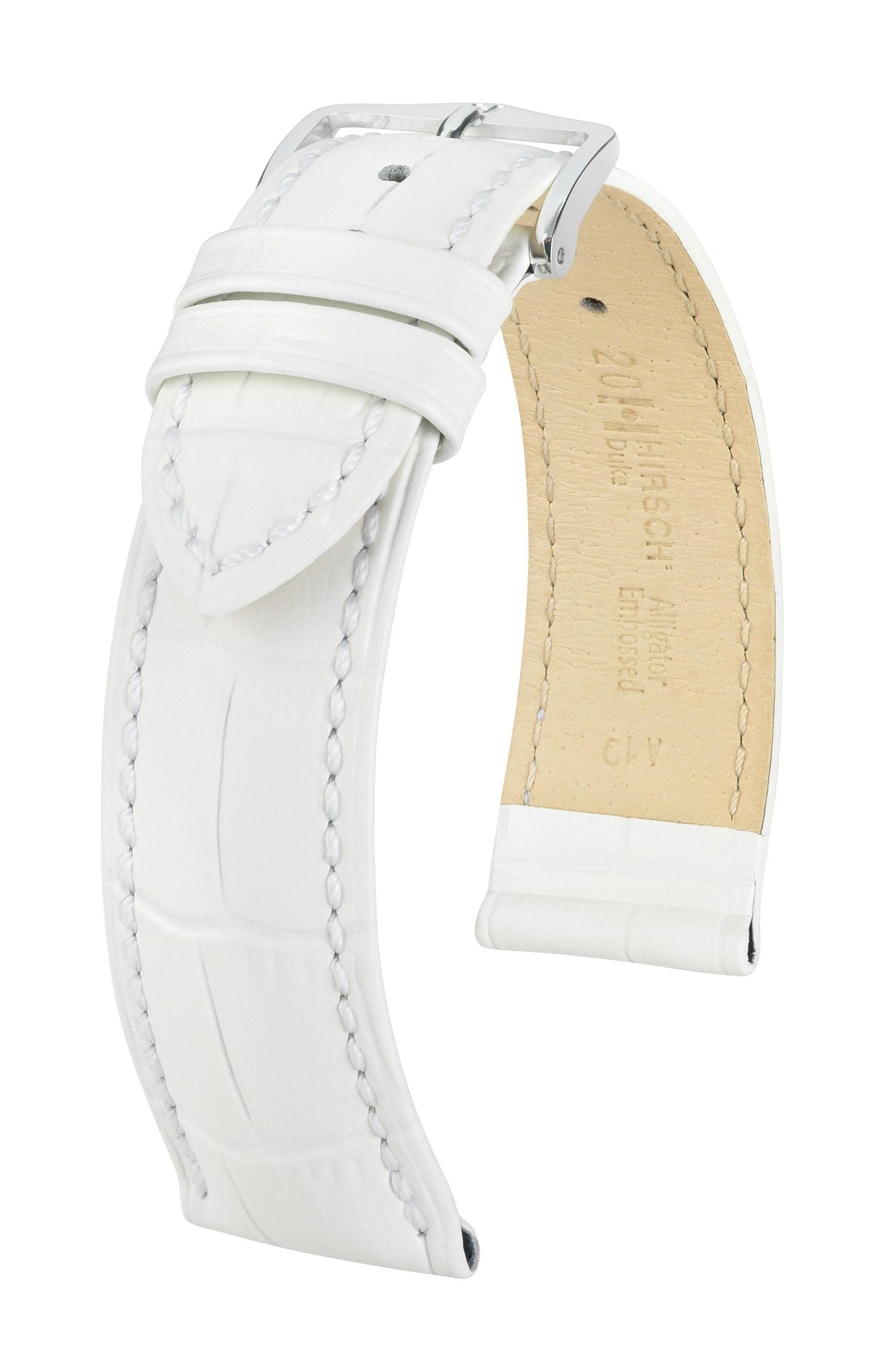 Hirsch Duke L Sturdy White Leather Band