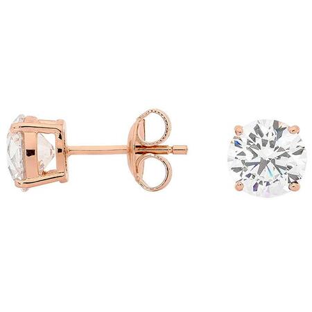 Georgini Clear Round Studs Rose Gold