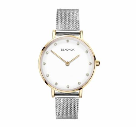 Sekonda Gold Case White Stone Set Dial Womens Watch