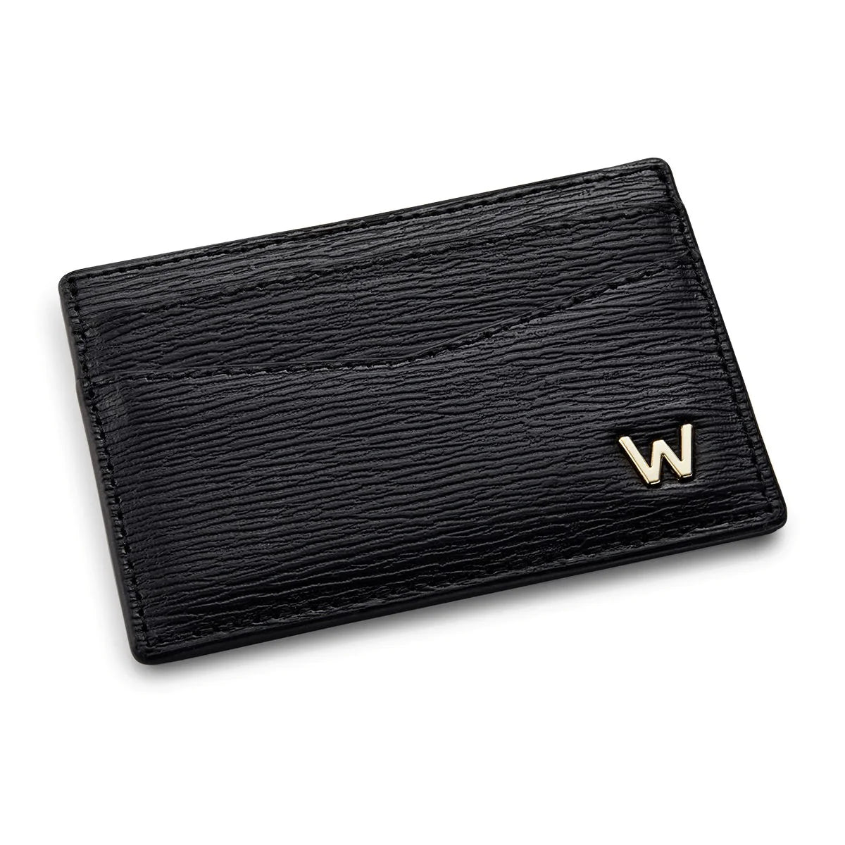 Wolf W Cardholder Slim Black Leather 774202