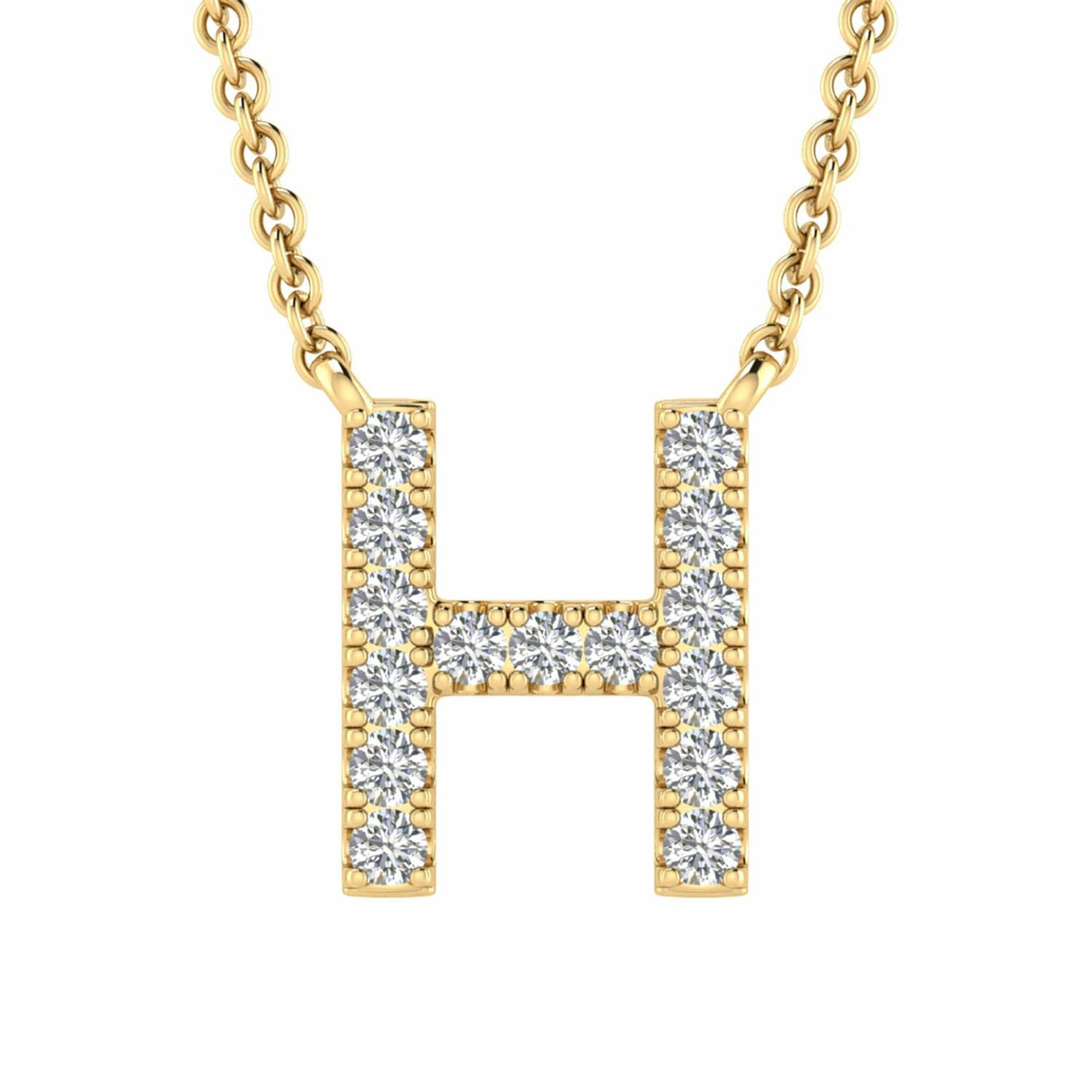 Initial Necklace With 0.06ct Diamonds In 9K Yellow Gold