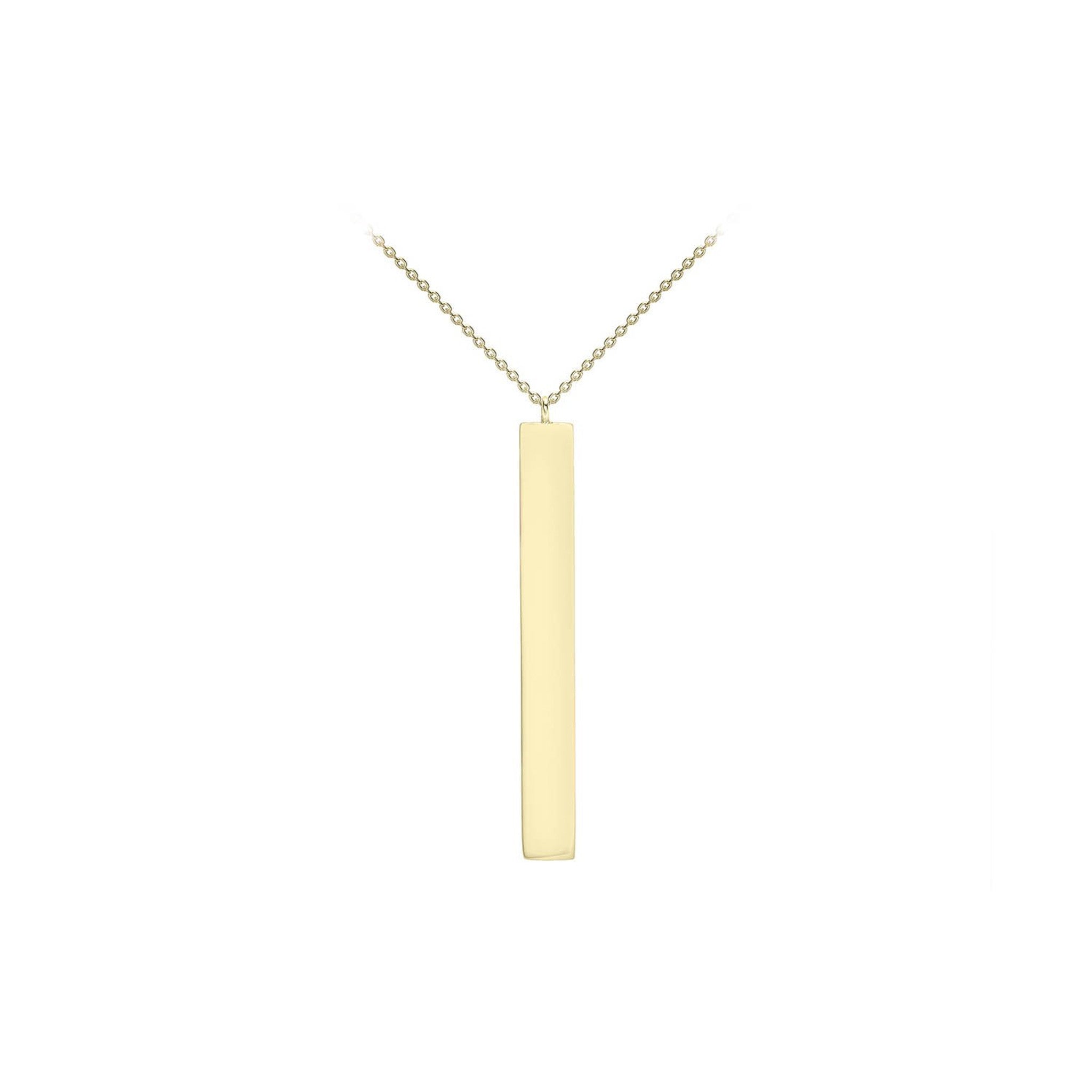 9K Yellow Gold 4.9mm X 39.7mm Vertical Bar Adjustable Necklace 41cm-43cm