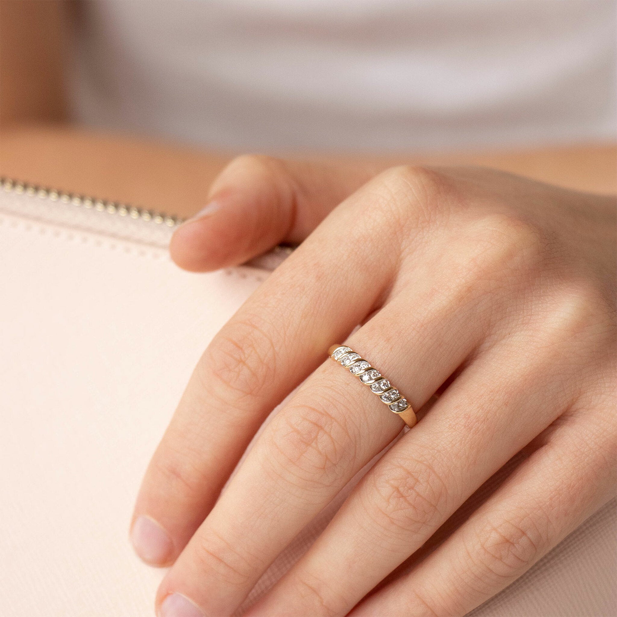 Ring With 0.15ct Diamonds In 9K Yellow Gold