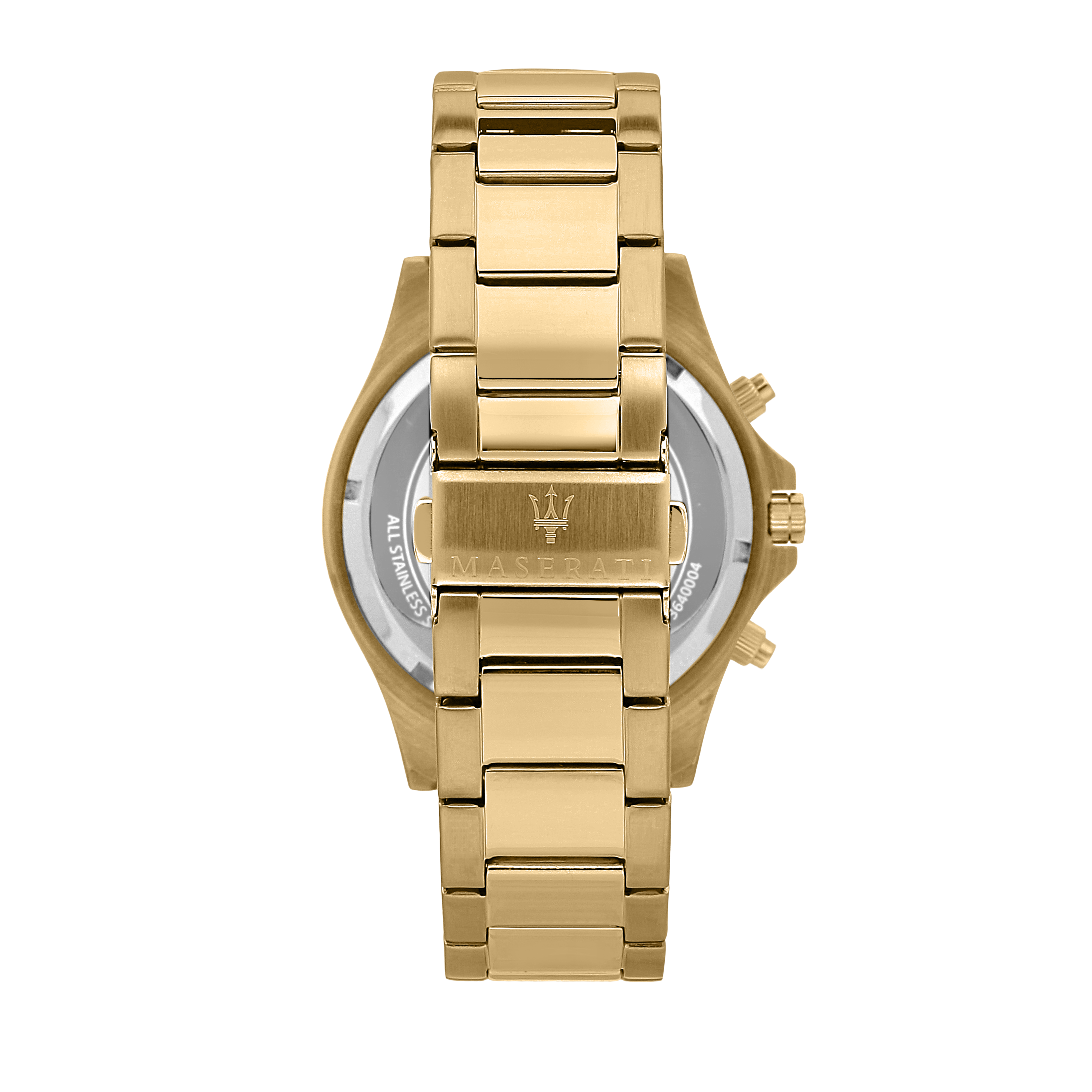 Gold-toned wristwatch with a metal bracelet band.