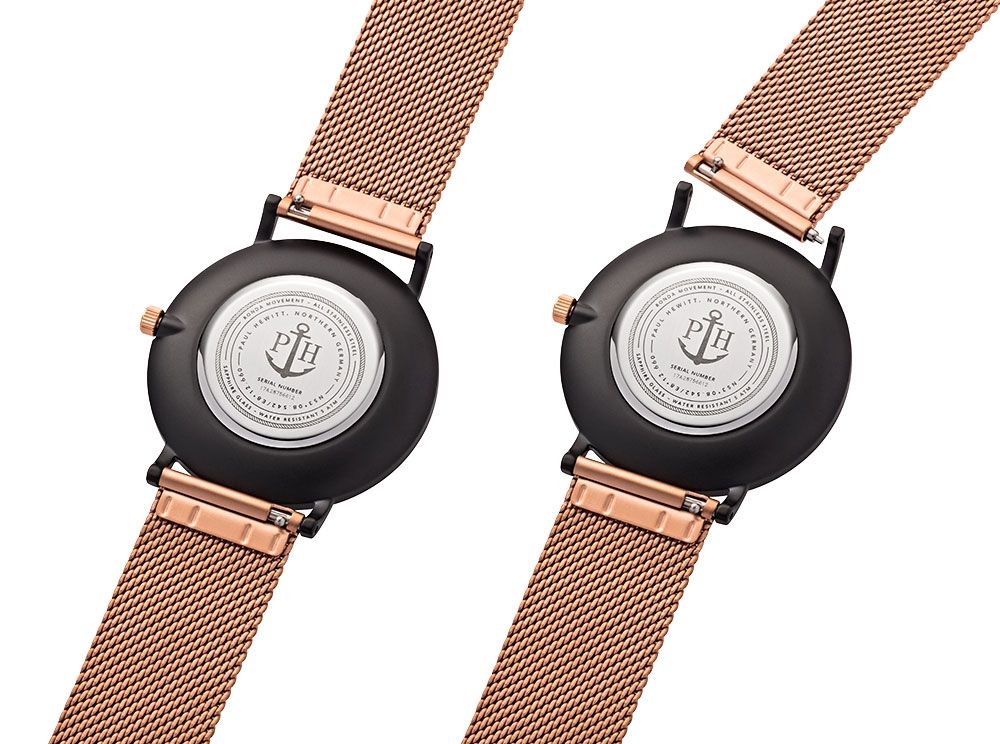 Paul Hewitt Sailor Black Sunray Rose Gold Mesh Watch