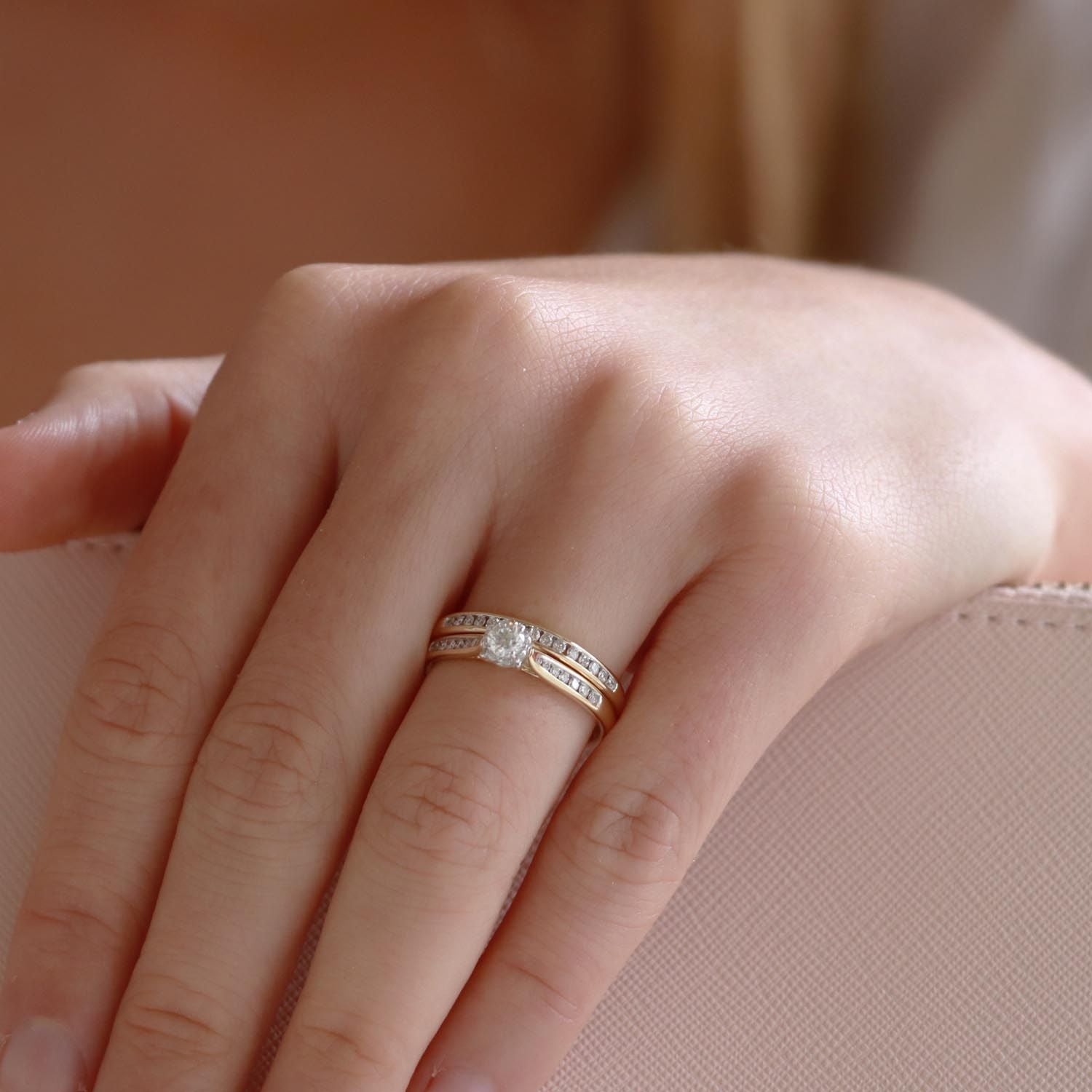 Solitaire Ring Set with 0.5ct Diamond In 9K Gold