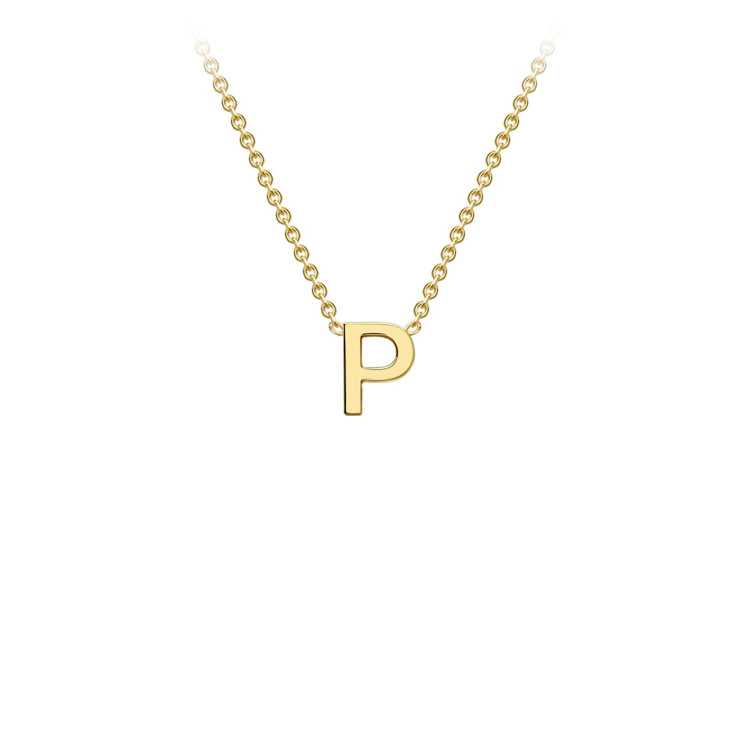 9K Yellow Gold Letter Initial Adjustable Necklace 38cm+5cm
