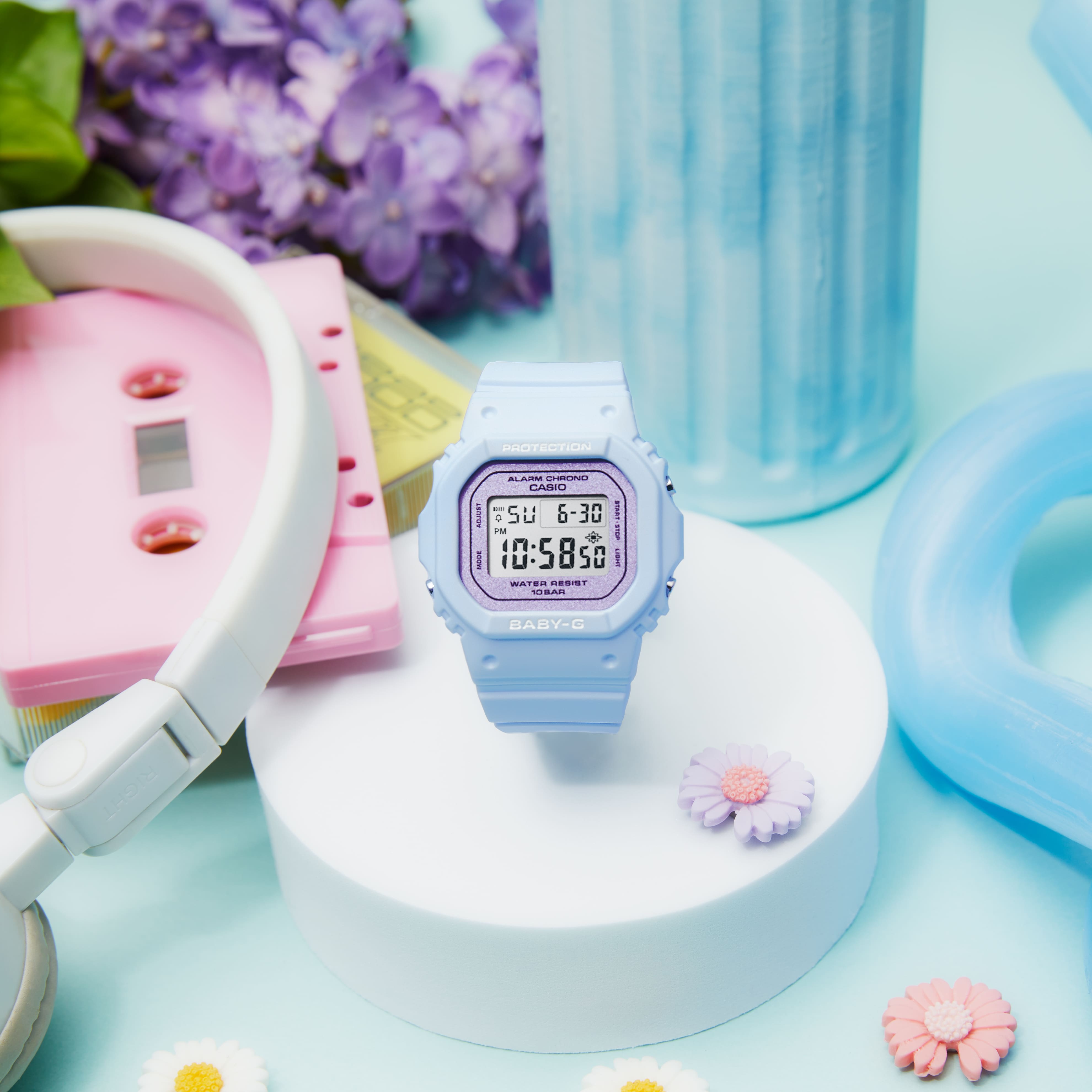 BABY-G Digital Spring Colours Blue Resin Band Watch BGD565SC-2D