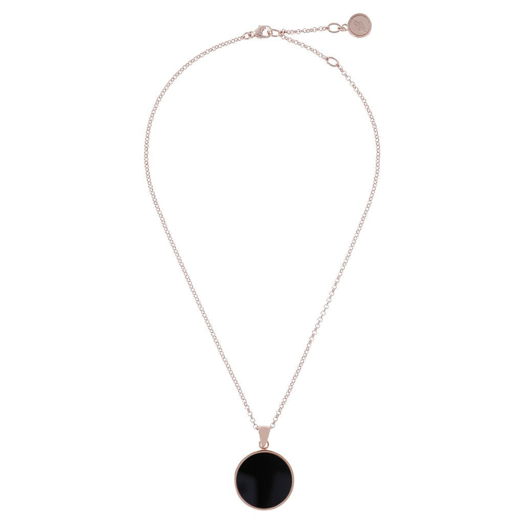 Bronzallure Black Onyx Disc Necklace