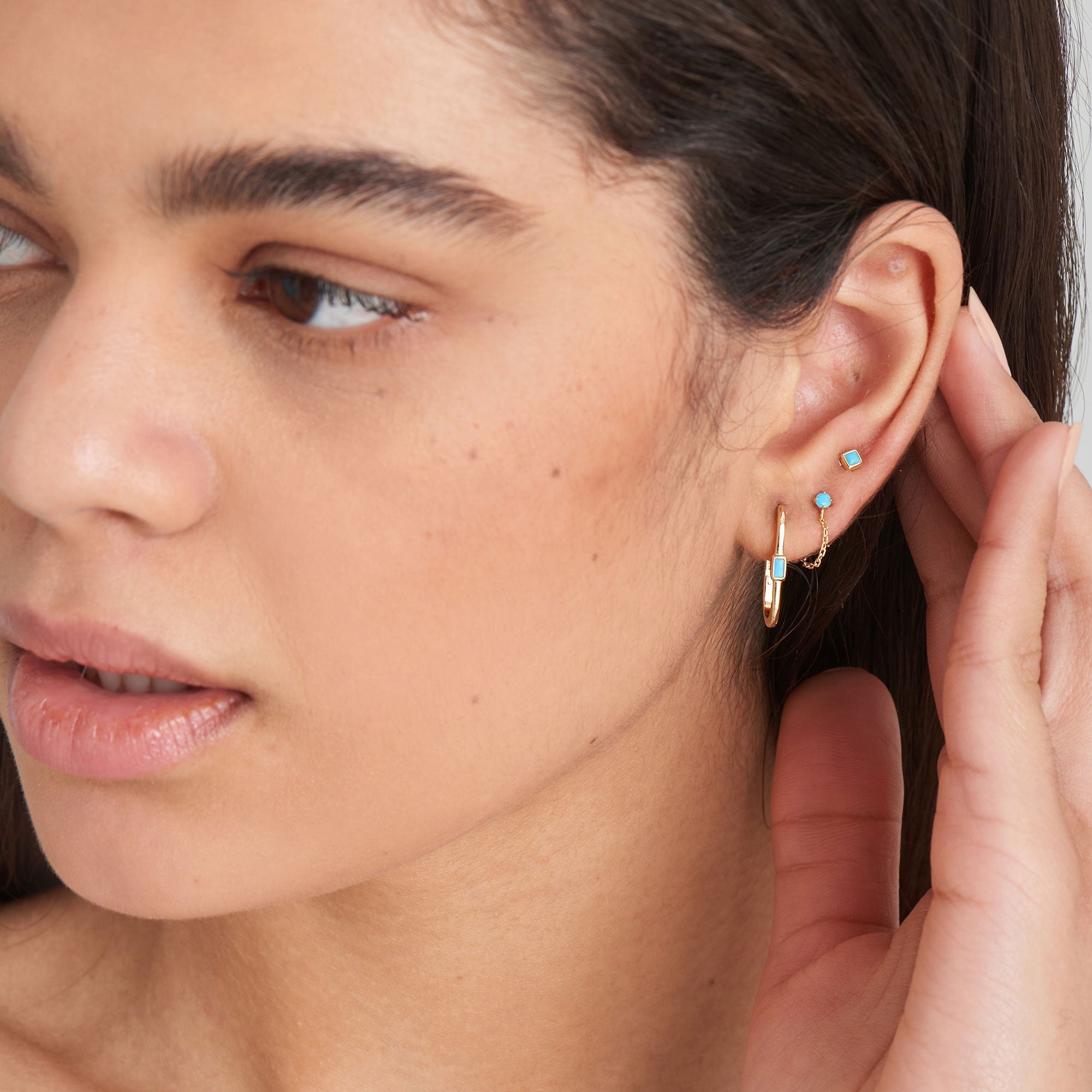 Ania Haie Turquoise Oval Gold Hoop Earrings