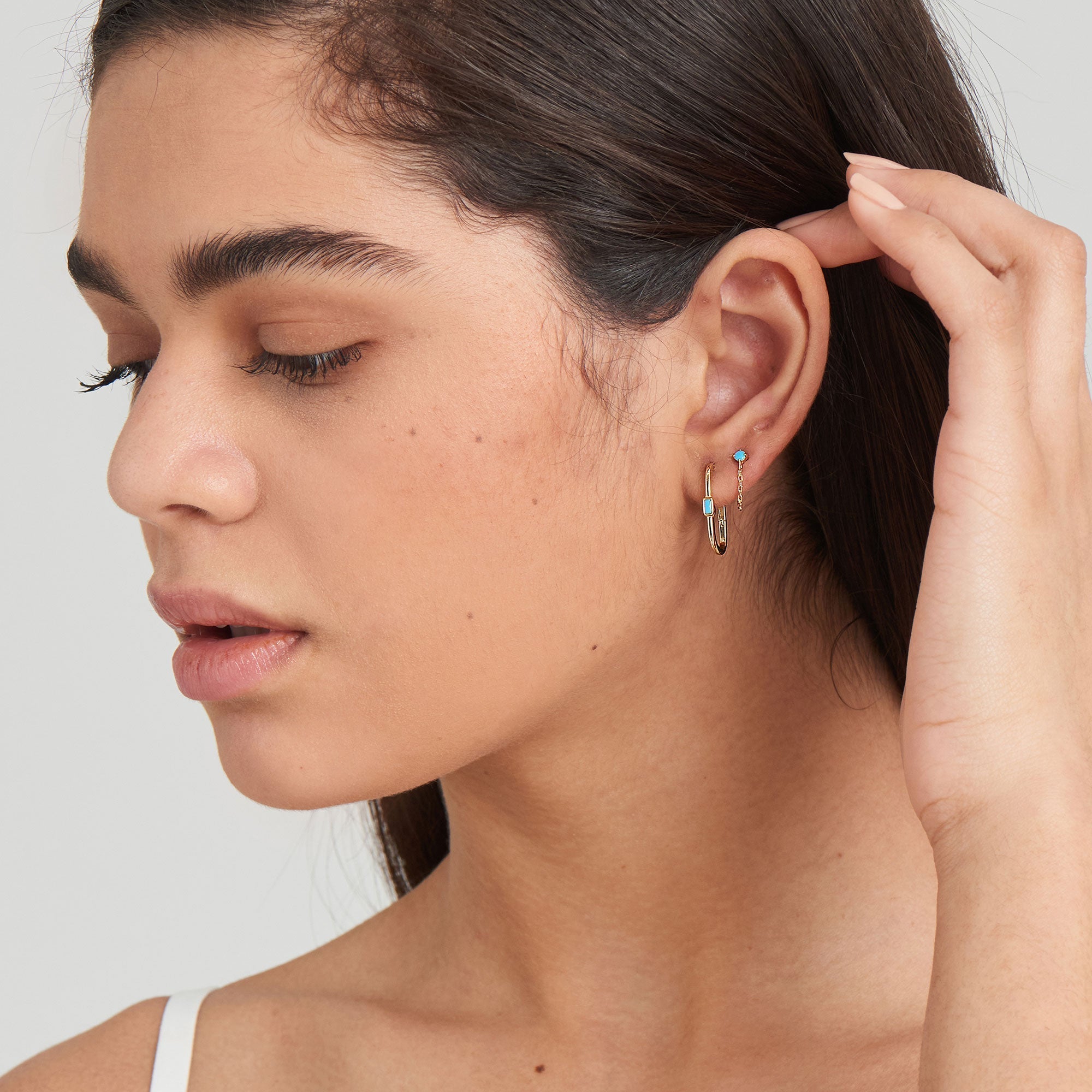 Ania Haie Turquoise Oval Gold Hoop Earrings
