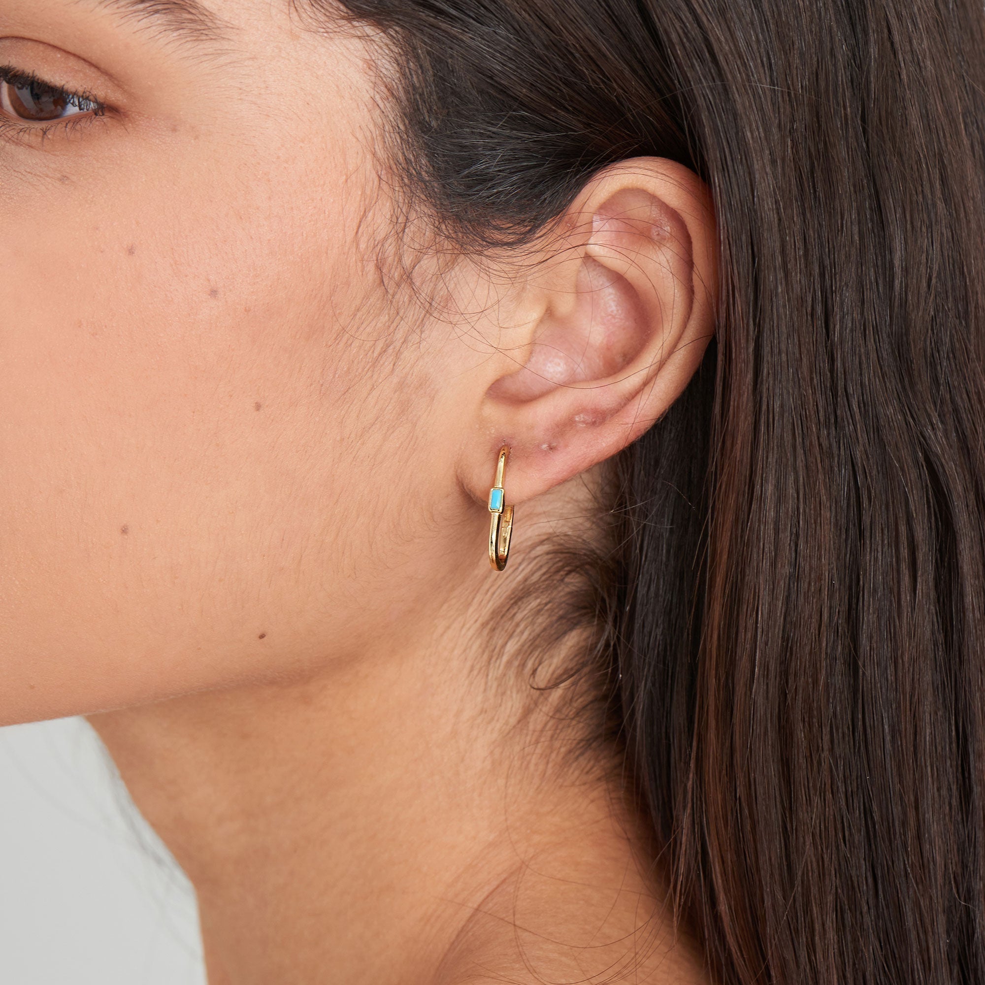 Ania Haie Turquoise Oval Gold Hoop Earrings