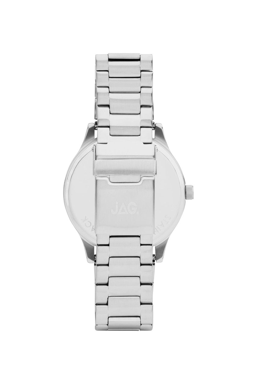 Jag Malcom Black Dial Silver Clear Bracelet Mens Watch