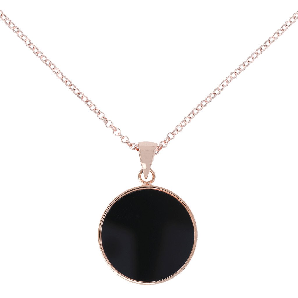 Bronzallure Black Onyx Disc Necklace