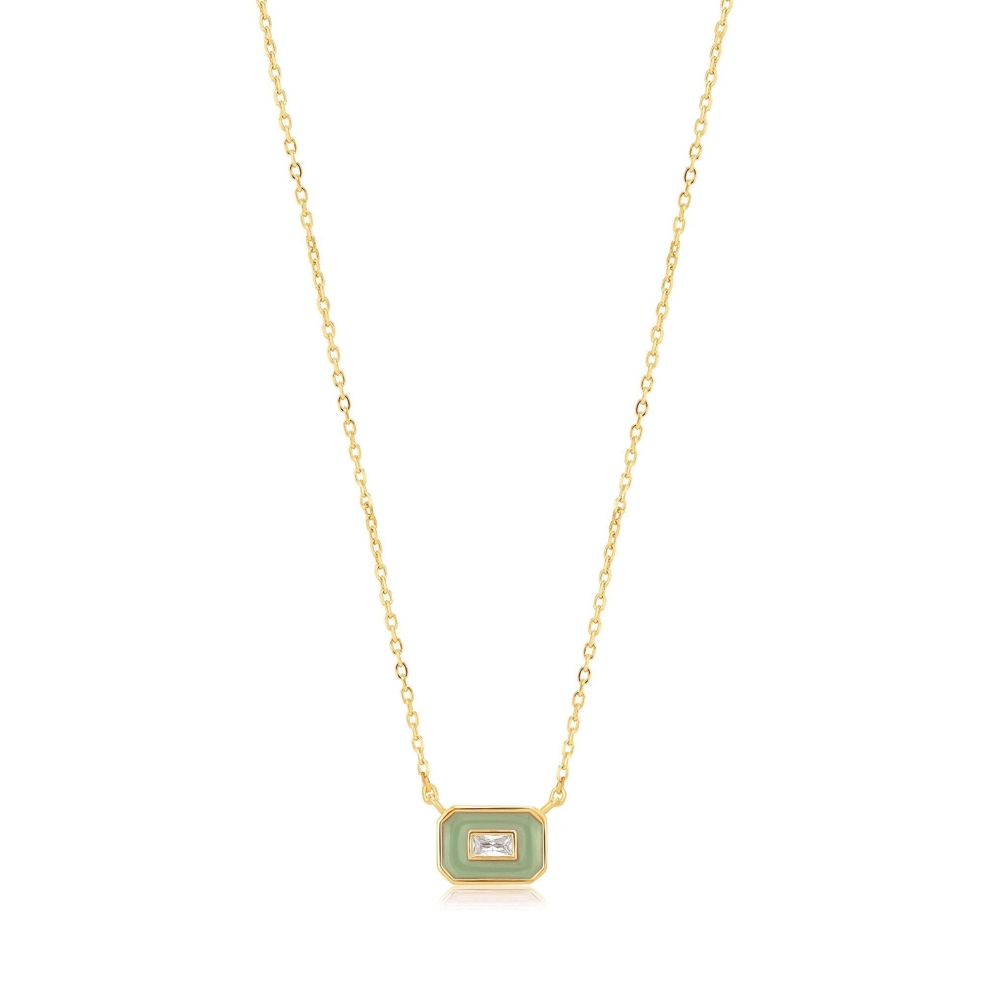 Ania Haie Sage Enamel Emblem Gold Necklace