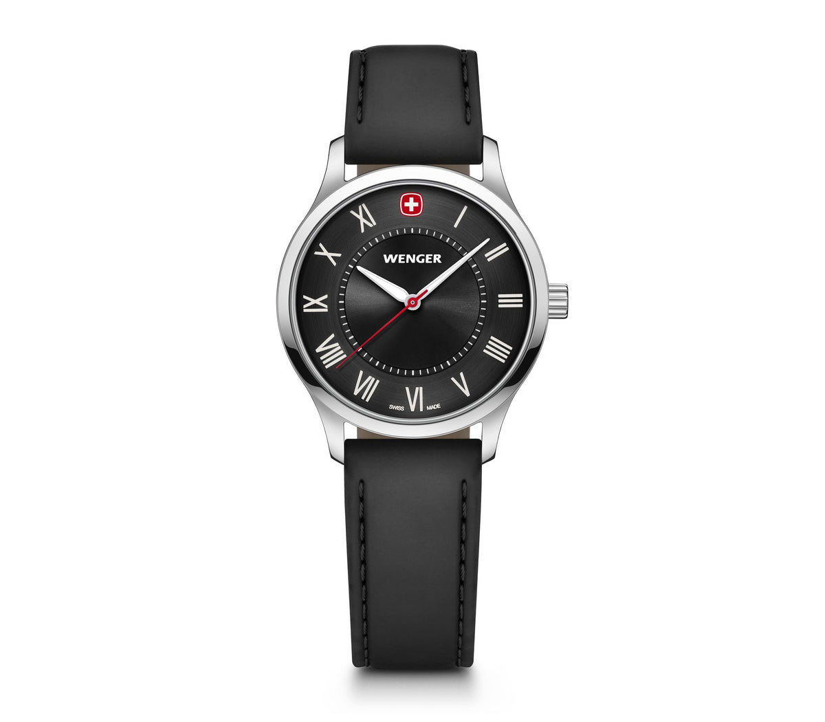 Wenger City Classic Black Leather Watch 01.1421.123 display picture 1
