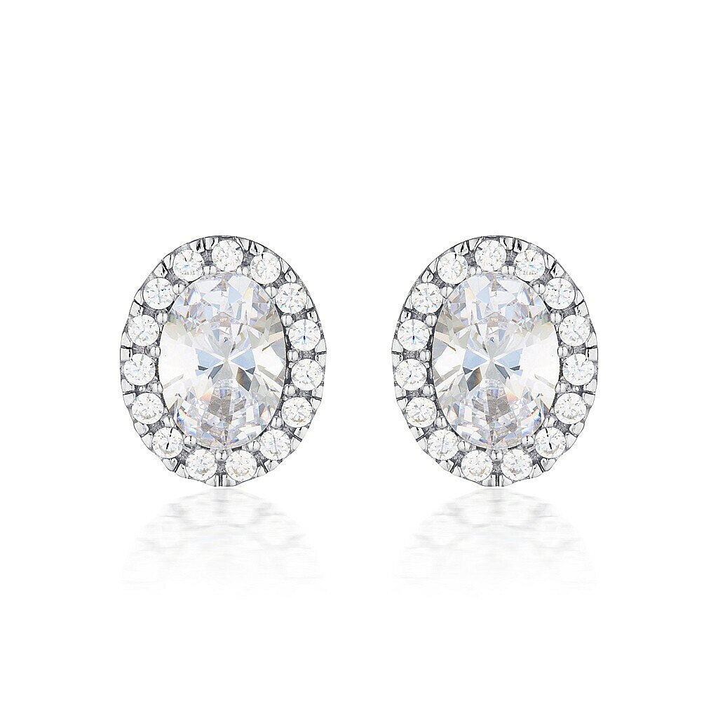 Georgini Oval Halo Stud Silver