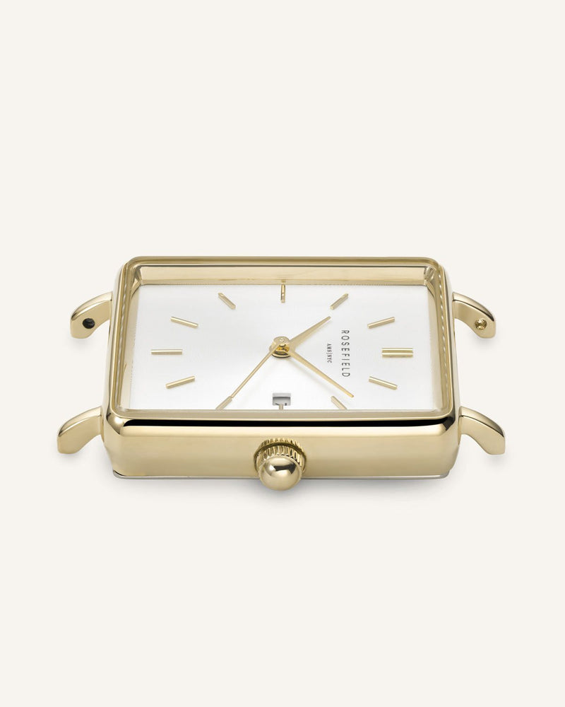 Rosefield The Boxy White Dial Tan Leather Strap Watch QSCG-Q029