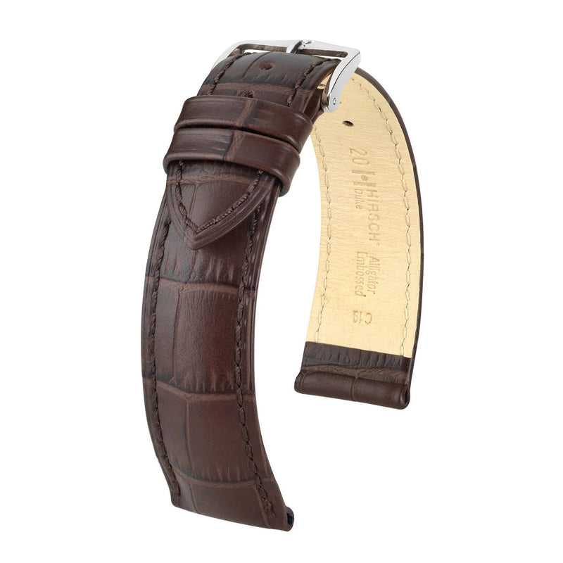 Hirsch Duke Brown Alligator Embossed Leather Watch Band 01029010-2-19