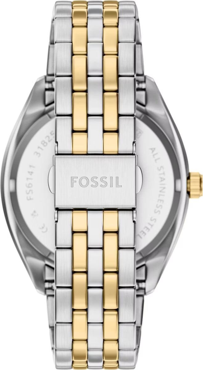 Fossil Three Hand Two Tone Stainless Steel Blue Dial Watch FS6141