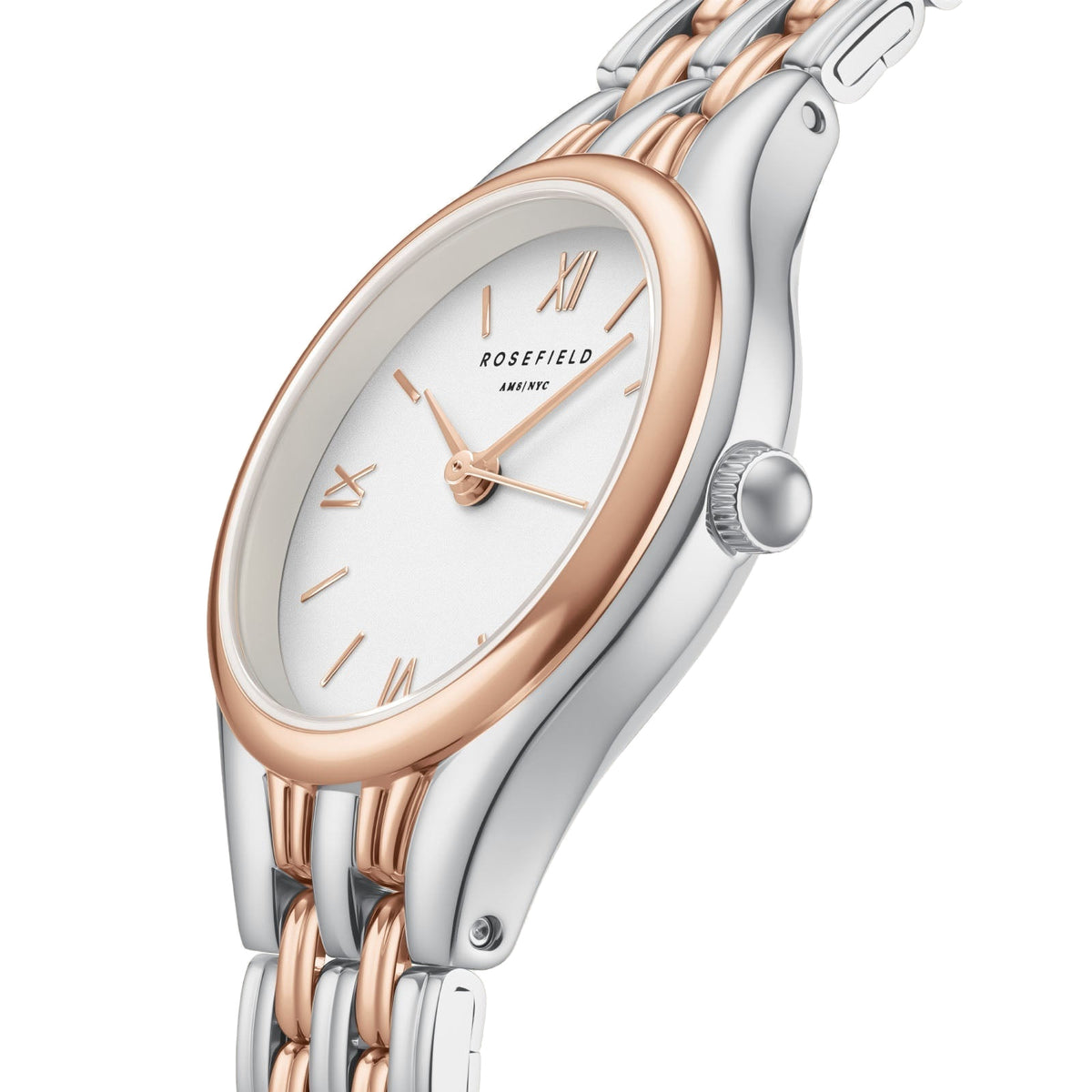 Rosefield Muse White Dial Two-Tone Silver Rose Gold Bracelet Watch MUWDSD-MU04
