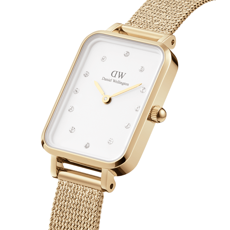 Daniel Wellington Quadro 20X26mm Pressed Gold Lumine White Watch DW00100599