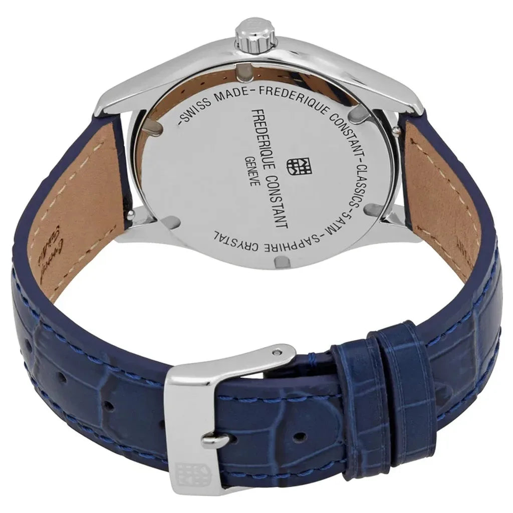 Frederique Constant Classics Diamond Bezel Blue Dial and Leather Band Ladies FC-220MN3BD6