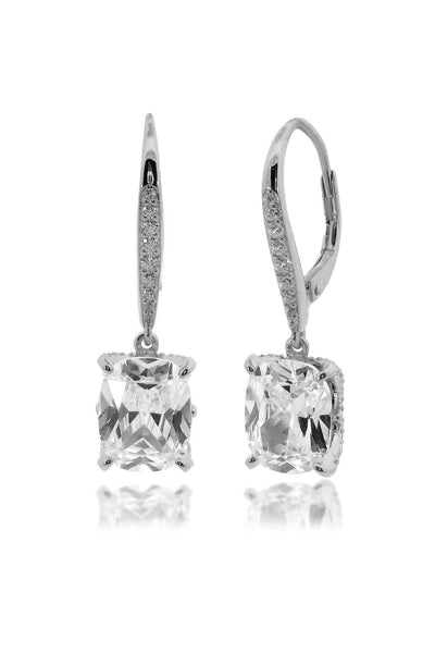 SYDNEY SOIRÉE  ELAINE CUSHION CUT DROP EARRINGS SILVER