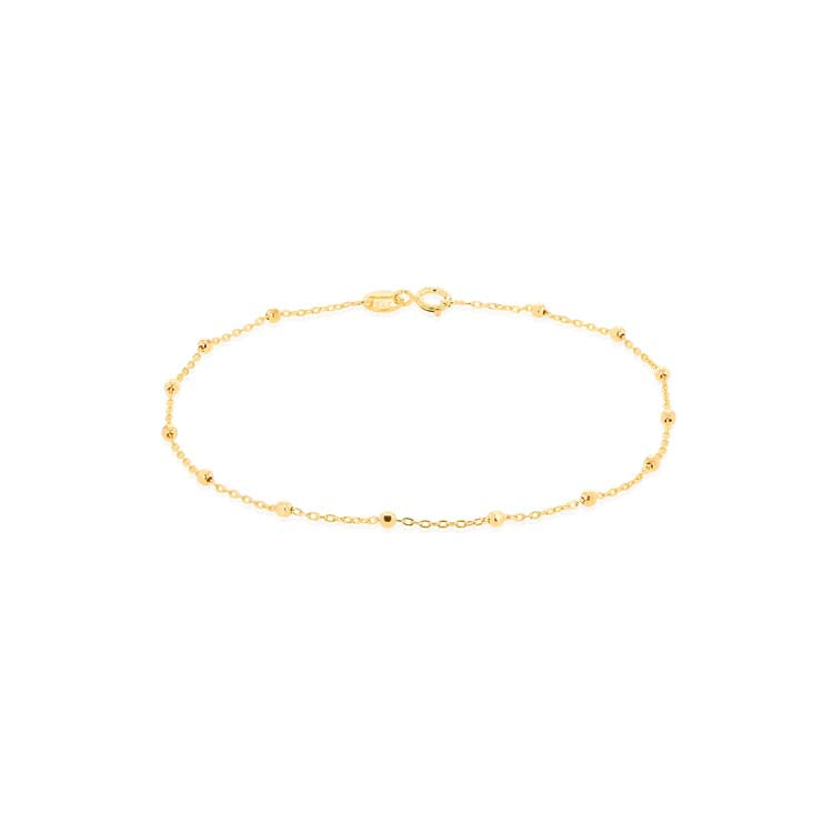 9K Yellow Gold Trace Ball Chain Bracelet Elegant Contemporary Style