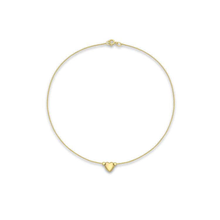 9K Yellow Gold Heart Anklet 24cm Elegant Modern Jewelry Gift