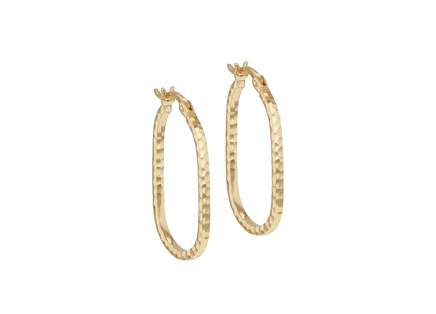 9K Yellow Gold Diamond Cut Oval Hoop Earrings Stylish Gift Women