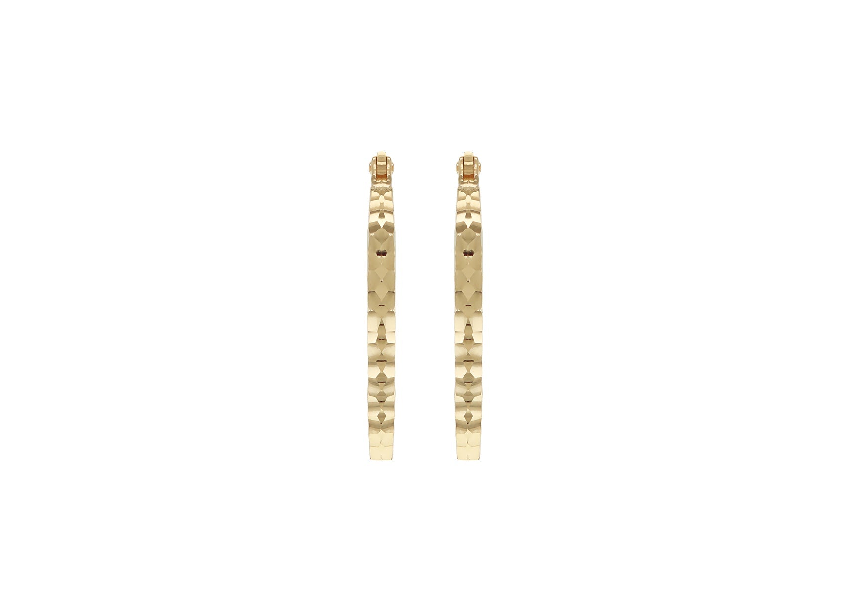 9K Yellow Gold Diamond Cut Oval Hoop Earrings Stylish Gift Women