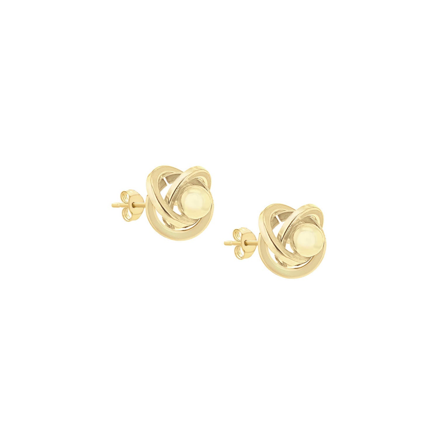9K Yellow Gold Knot Ball Stud Earrings Elegant Contemporary Style