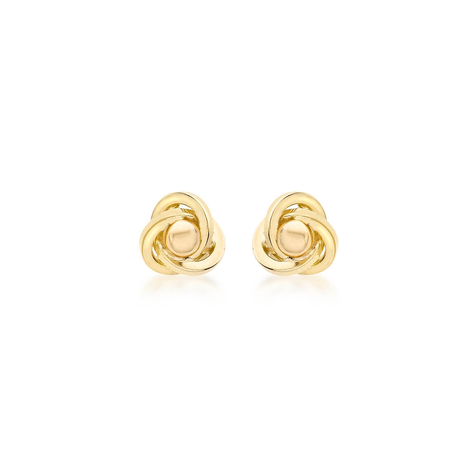 9K Yellow Gold Knot Ball Stud Earrings Elegant Contemporary Style