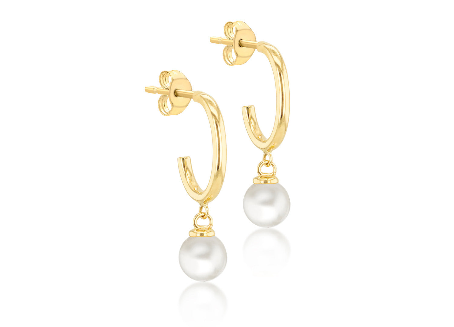 9K Yellow Gold Freshwater Pearl Drop Earrings Elegant Design