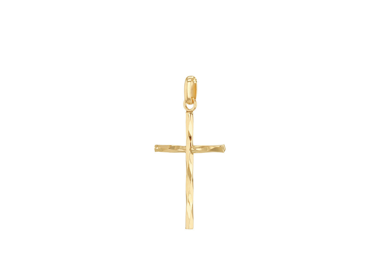 9K Yellow Gold Cross Pendant Elegant Diamond Cut Polished Finish